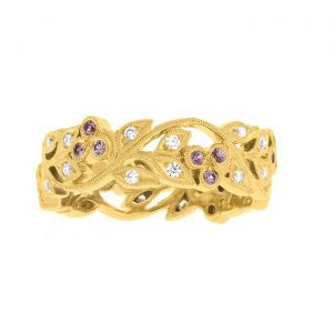 Bague Alliance Dalila - Saphirs violet, diamants et or