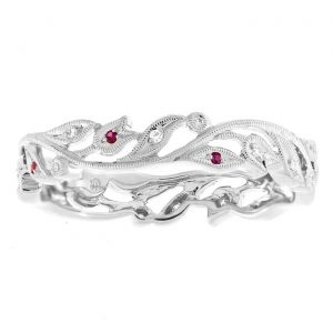 Bague Alliance Damantha - Diamants, rubis et or