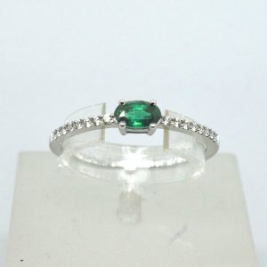 Bague solitaire Beryle - Pierres Précieuses, Diamants et Or blanc