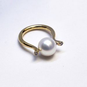 Bague Aéris - Perle d'eau douce et or jaune