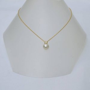 Pendentif Danaélle - Perle blanche et diamant